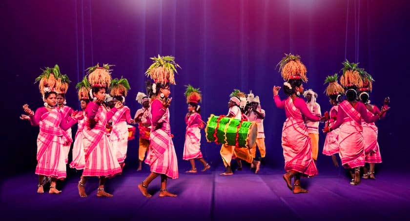 Tribal Karma dance ritual around Karam tree branch by Gond and Oraon community of Chhattisgarh